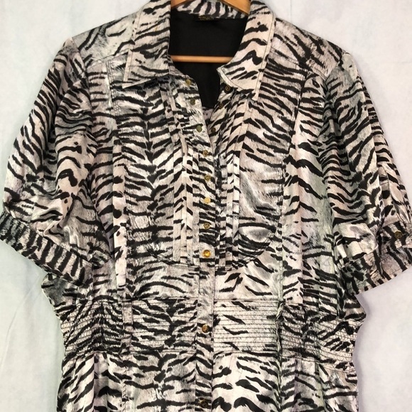 COOGI Woman’s Plus Animal Print Satin Woven Short Sleeve Dress Size 3X - Picture 3 of 14